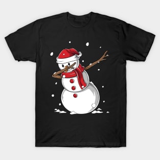 Dabbing Snowman Santa Hat - Funny Christmas Gift T-Shirt